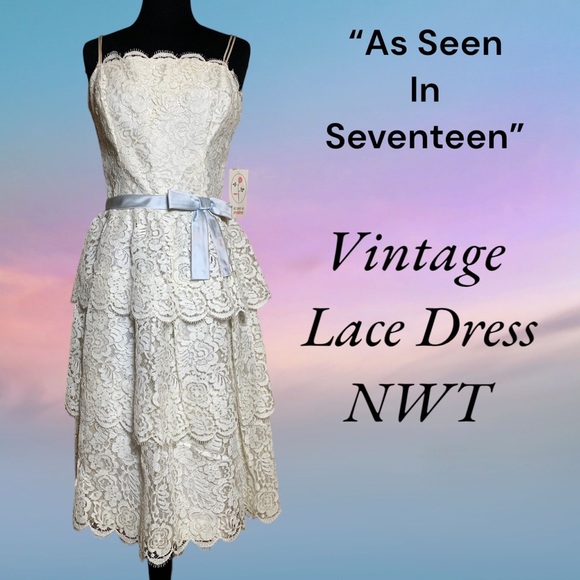 Vintage 70’s Layered Lace Dress Sz 13 - Picture 4 of 14